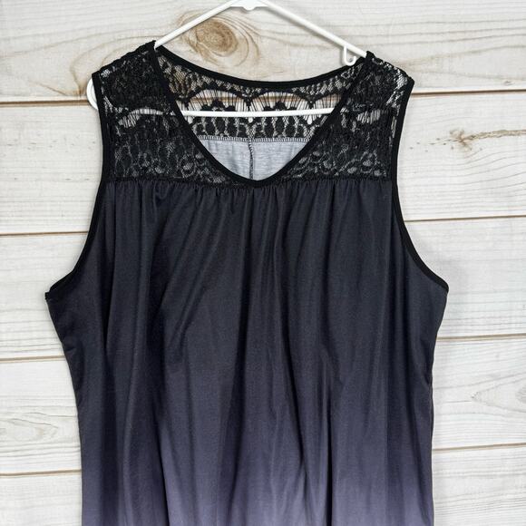 Black to White Tie Dye Lace Gradient V-Neck Sleeveless Beach Mini Dress Size 5XL - Picture 4 of 9